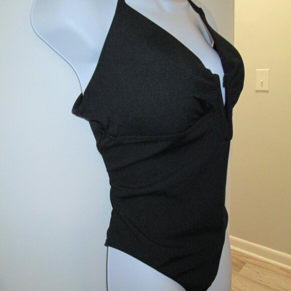 Bar III Ribbed Lace-Back Swimsuit Black NWT Sz XL - Picture 6 of 11